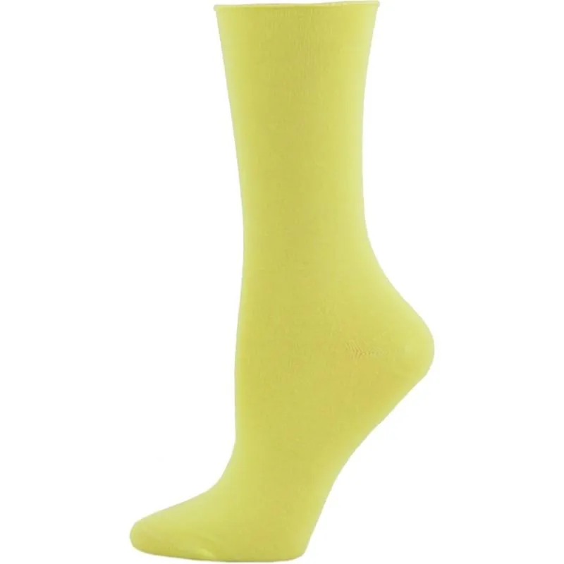 Women's Bamboo Socks - Roll Top Colorful Crew 3-Pair Packs